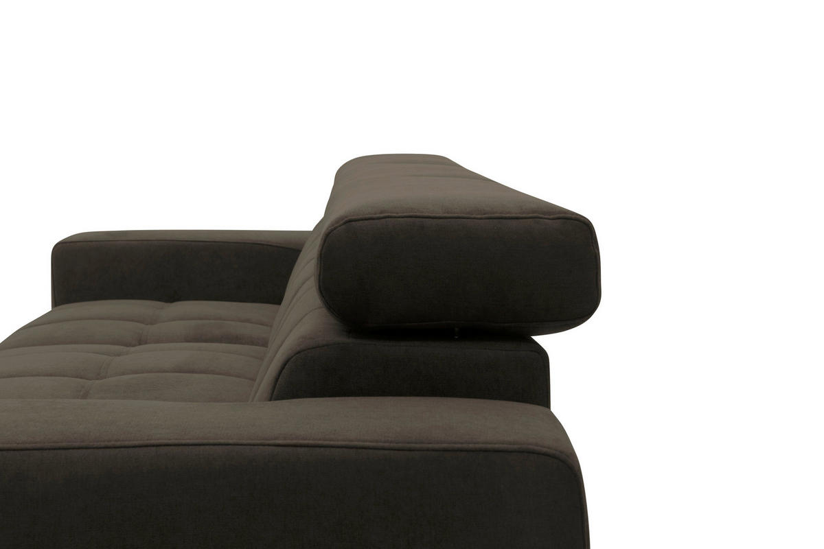 ECKSOFA TRENTO Mikrofaser  - Dunkelgrau/Schwarz, MODERN, Textil/Metall (287/175cm) - MID.YOU