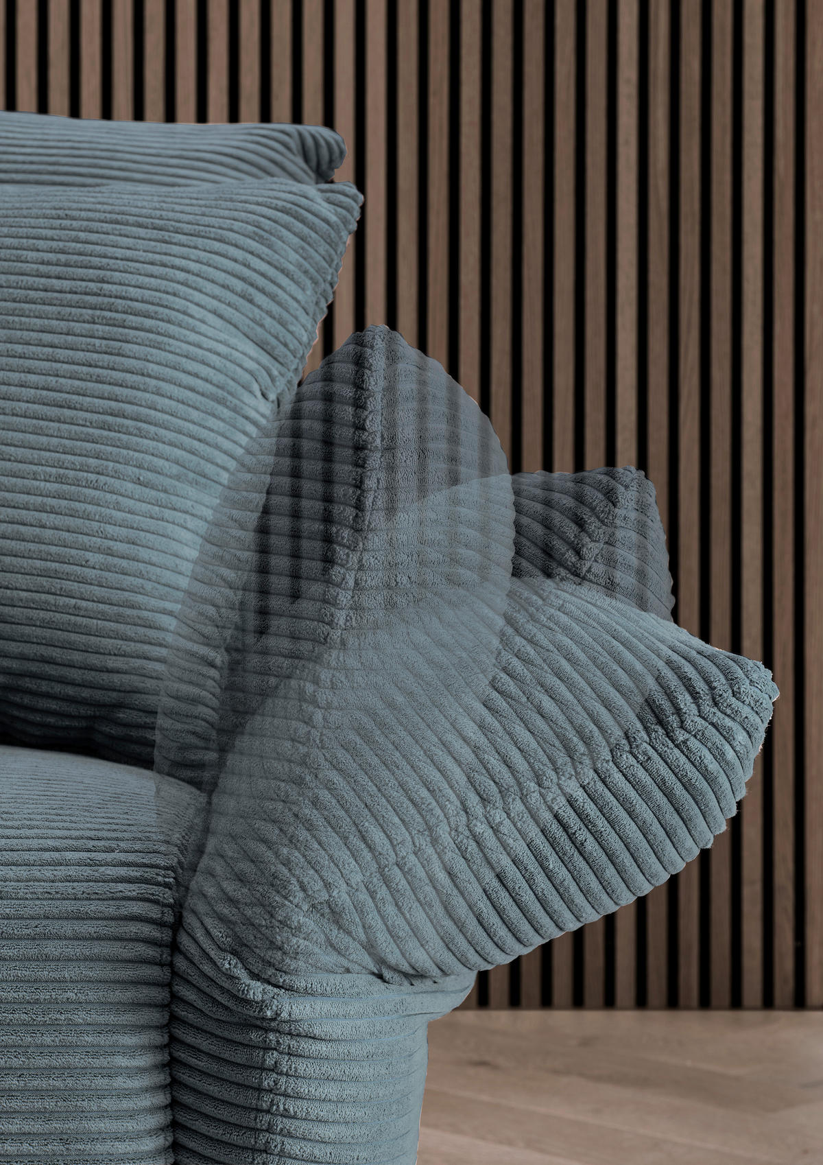 ECKSOFA in Cord Petrol  178/264-302 cm  - Petrol/Schwarz, Design, Textil/Metall (178/264-302cm) - Livetastic