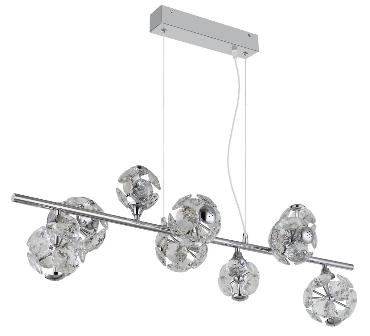 VISEČA LED-SVETILKA  VIRINA //3000 K/230 V/ - barve kroma/prozorno, Konvencionalno, kovina/steklo (86,6/36/120cm) - Globo