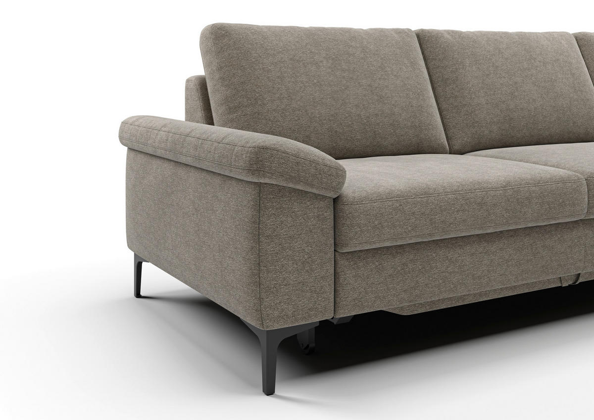 ECKSOFA  in Flachgewebe Taupe  220/280 cm  - Taupe/Schwarz, Design, Textil/Metall (220/280cm) - Pure Home Lifestyle
