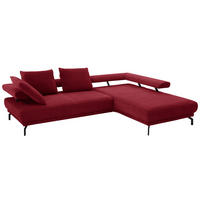 ECKSOFA in Chenille Rot  - Rot/Schwarz, Design, Textil/Metall (305/224cm) - Dieter Knoll