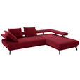 ECKSOFA in Chenille Rot  305/224 cm  - Rot/Schwarz, Design, Textil/Metall (305/224cm) - Dieter Knoll