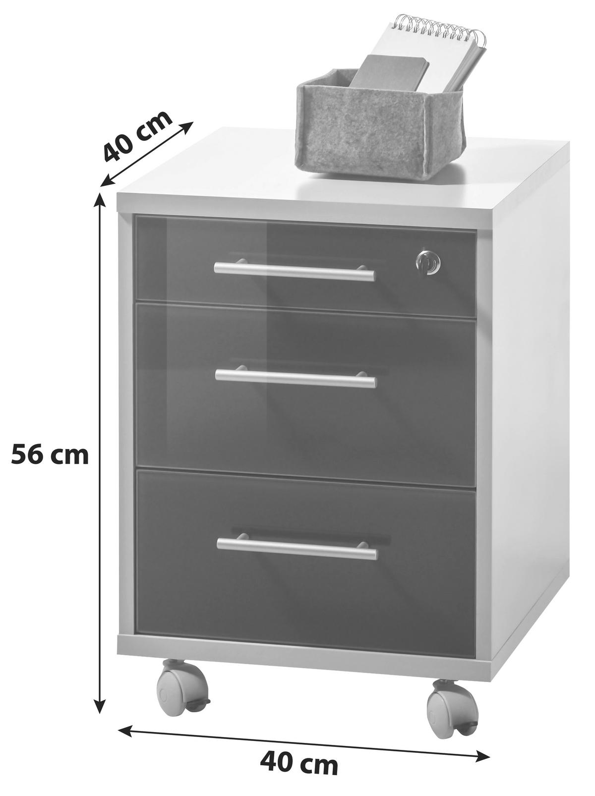 ROLLCONTAINER 40/56/40 cm  - Silberfarben/Hellgrau, Design, Glas/Holzwerkstoff (40/56/40cm) - MID.YOU