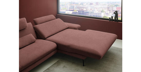 ECKSOFA  in Chenille, Flachgewebe Weinrot  284/180 cm  - Weinrot/Schwarz, Design, Textil/Metall (284/180cm) - Dieter Knoll