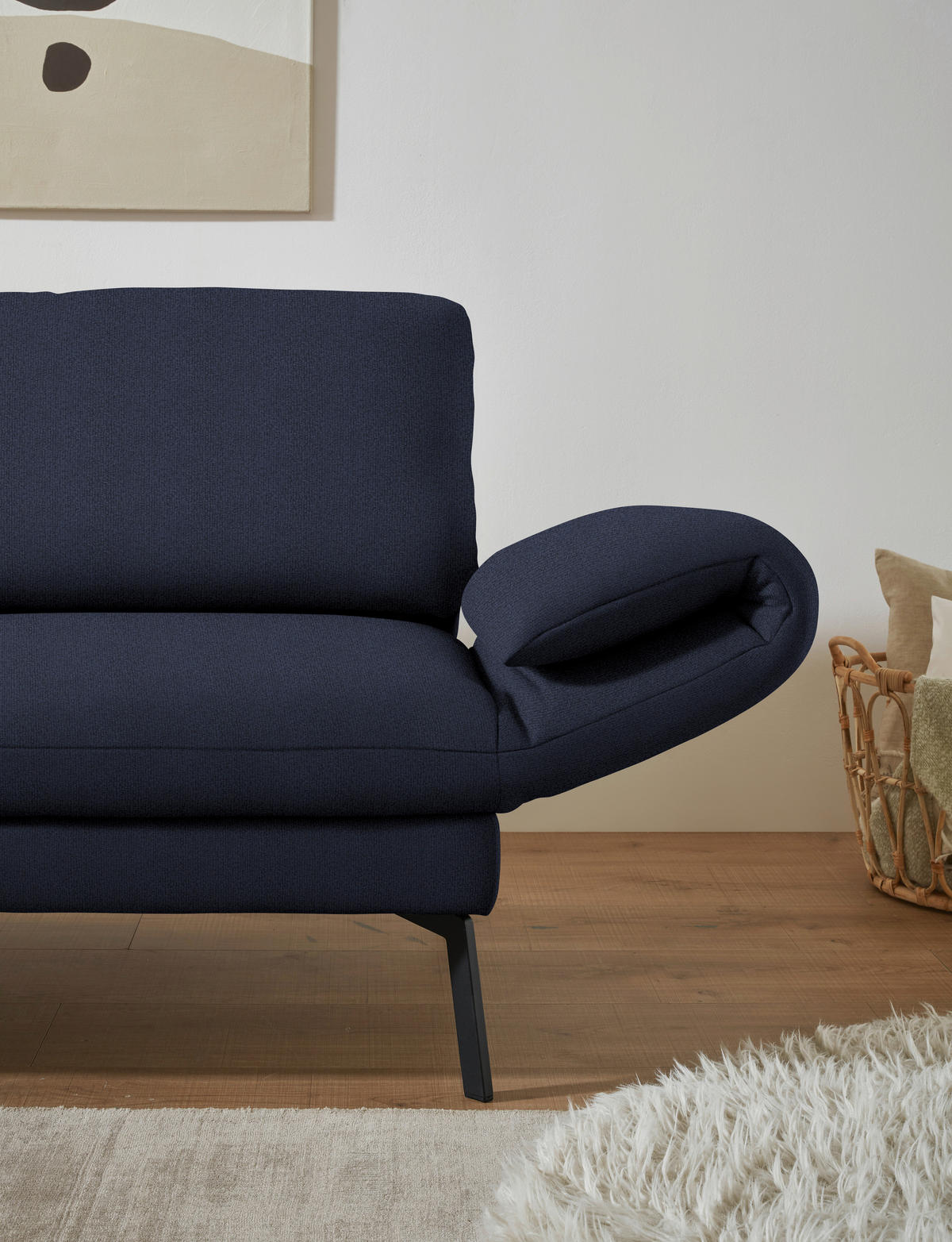 ECKSOFA  in Flachgewebe Blau  175-224/255-365 cm  - Blau/Schwarz, Design, Textil/Metall (175-224/255-365cm) - Dieter Knoll