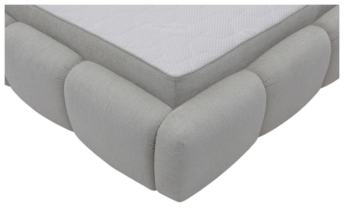 POLSTERBETT 180/200 cm,  in Silberfarben, gepolstertes Kopfteil, Lattenrost, Bettkasten,  - Silberfarben/Schwarz, Design, Holz/Kunststoff (180/200cm) - Chameo