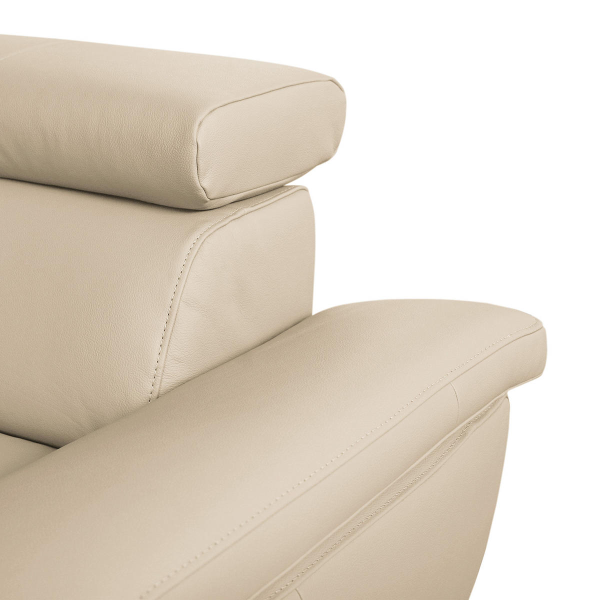 ECKSOFA Beige Echtleder  - Chromfarben/Beige, Design, Leder/Textil (208/248cm) - Livetastic