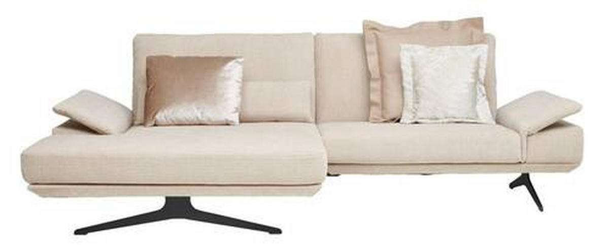 CANAPÉ D'ANGLE in Flachgewebe Beige  - Beige/Schwarz, Design, Textil/Metall (155/284cm) - Koinor