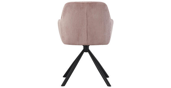 ARMLEHNSTUHL  Stoffauswahl, Sitzfläche 360° drehbar, inklusive Armlehnen Cord  - Schwarz/Rosa, Design, Textil/Metall (56/83/62cm) - Carryhome