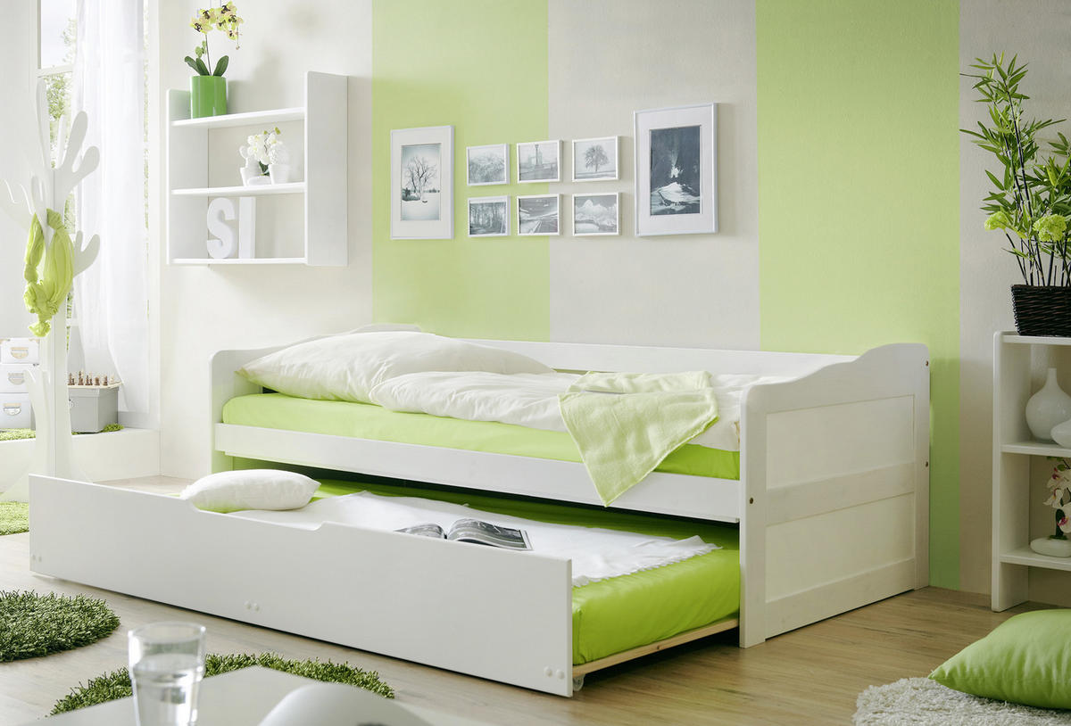 AUSZIEHBETT 90/200 cm Weiss  - Weiss, Natur, Holz/Kunststoff (90/200cm) - MID.YOU