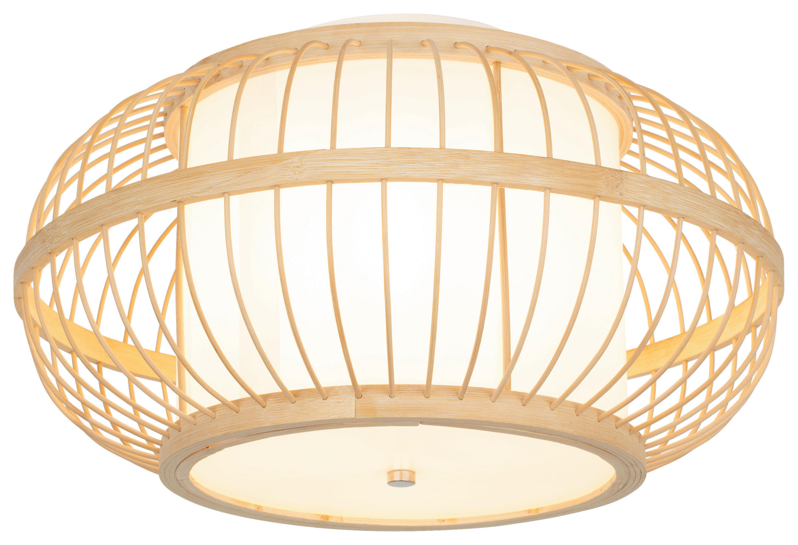 DECKENLEUCHTE 40/22,5 cm   - Hellgelb/Weiß, Design, Naturmaterialien/Kunststoff (40/22,5cm) - Collet's Monde