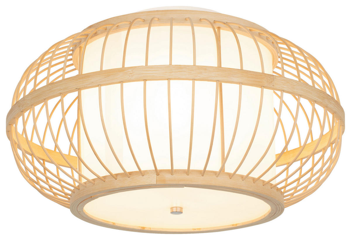 DECKENLEUCHTE 40/22,5 cm   - Hellgelb/Weiß, Design, Naturmaterialien/Kunststoff (40/22,5cm) - Collet's Monde