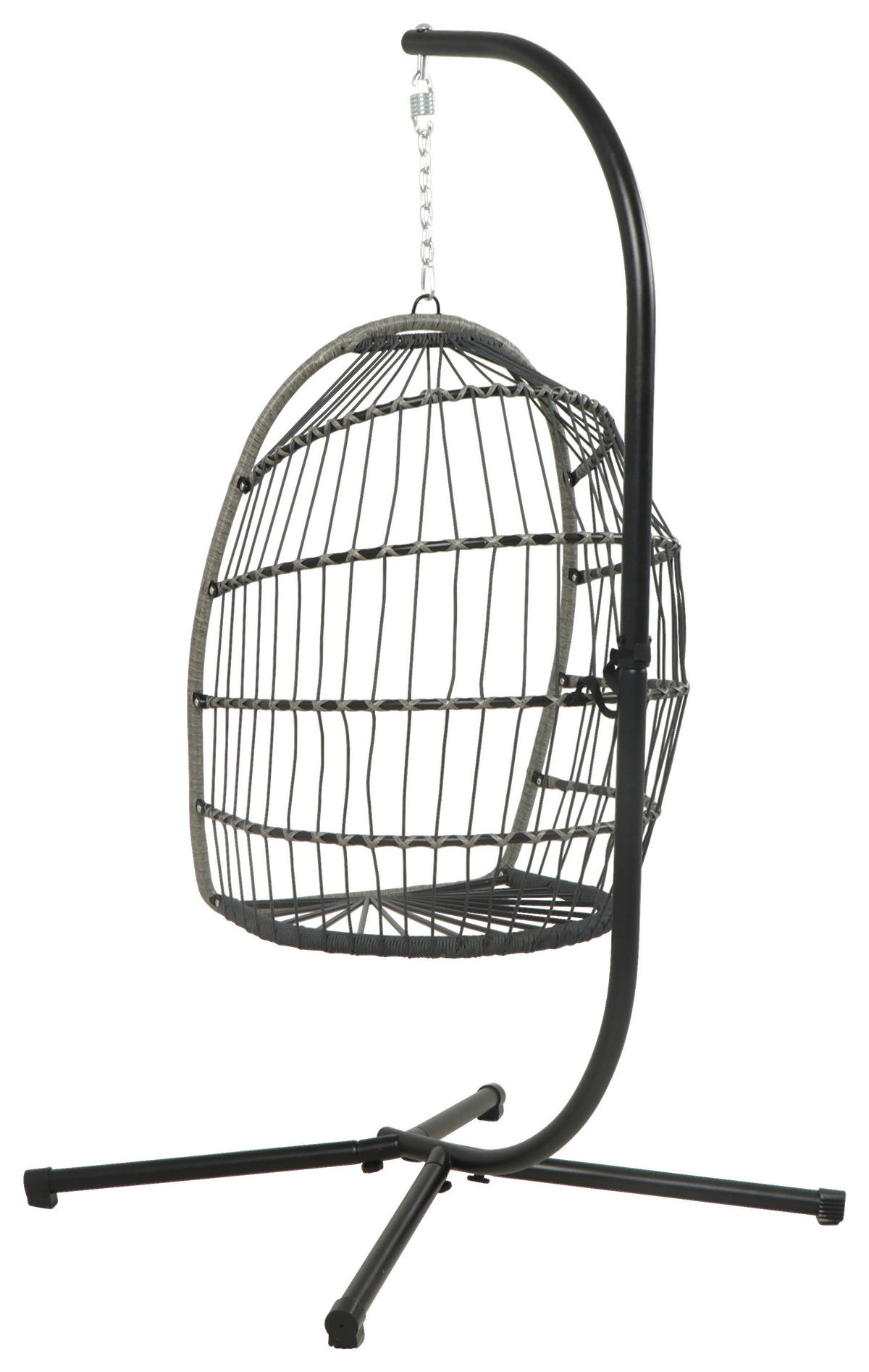 HÄNGESESSEL 100/198/100 cm Eisen  - Schwarz/Grau, Design, Kunststoff/Textil (100/198/100cm) - Ambia Garden