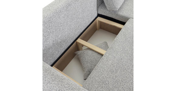 ECKSOFA Grau Flachgewebe Zierkissen, Rückenkissen, Bettkasten, Schlaffunktion, Rücken echt, Liegefläche im Originalstoff  - Schwarz/Grau, KONVENTIONELL, Kunststoff/Textil (250/145cm) - Carryhome