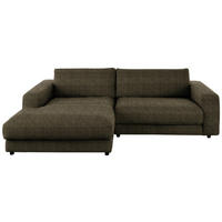ECKSOFA in Chenille Olivgrün  - Schwarz/Olivgrün, Design, Kunststoff/Textil (190/270cm) - Lomoco