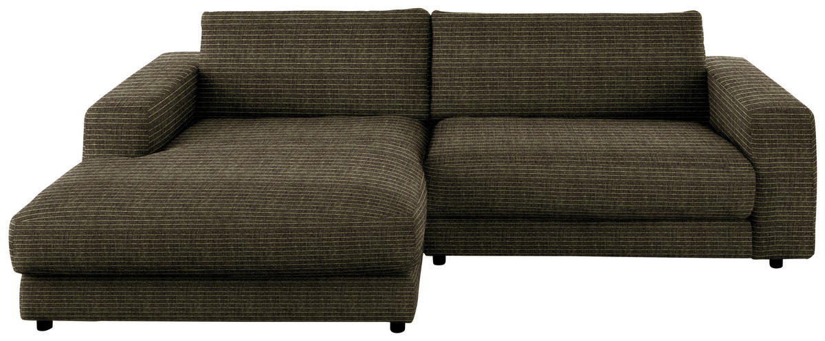 ECKSOFA in Chenille Olivgrün  - Schwarz/Olivgrün, Design, Kunststoff/Textil (190/270cm) - Lomoco