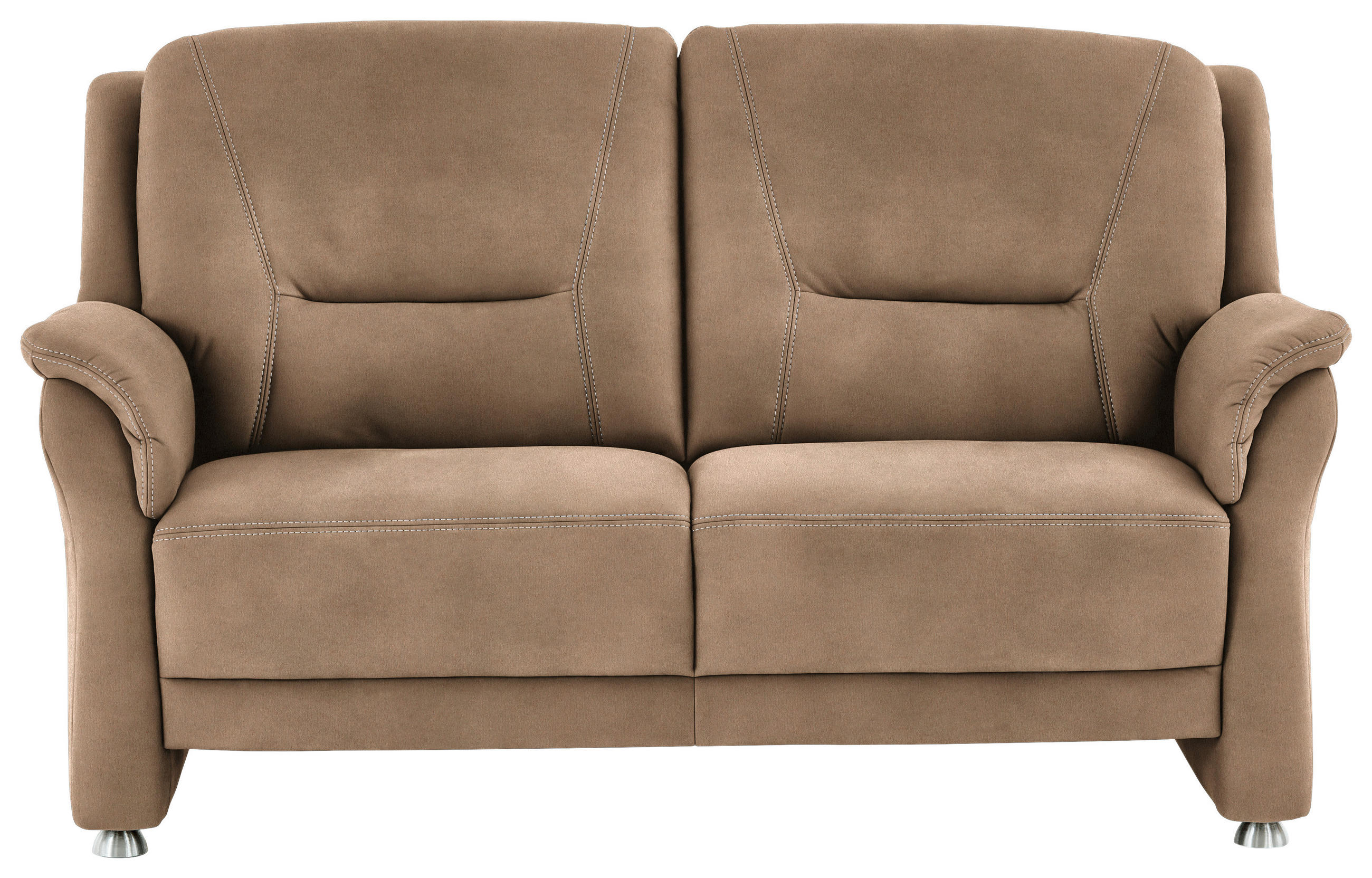 2,5-SITZER in Mikrofaser Beige  - Beige/Alufarben, Konventionell, Textil/Metall (172/100/89cm) - Beldomo Comfort