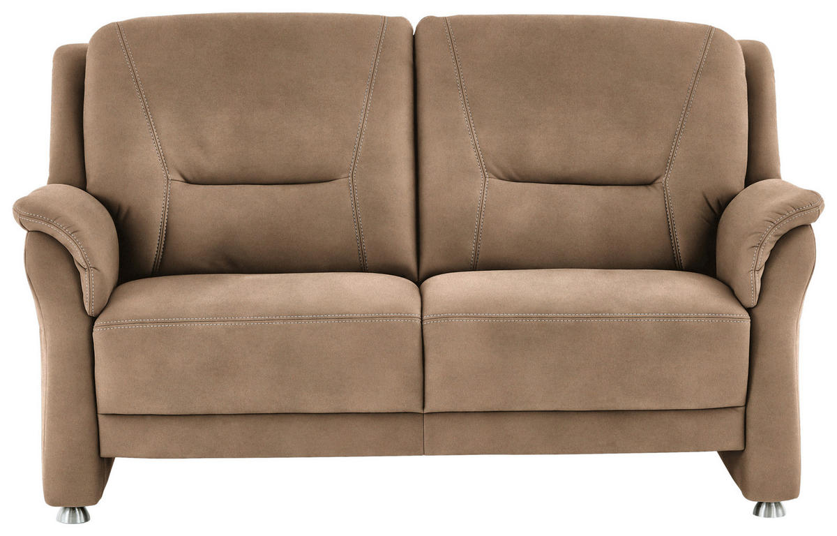 2,5-SITZER in Mikrofaser Beige  - Beige/Alufarben, Konventionell, Textil/Metall (172/100/89cm) - Beldomo Comfort