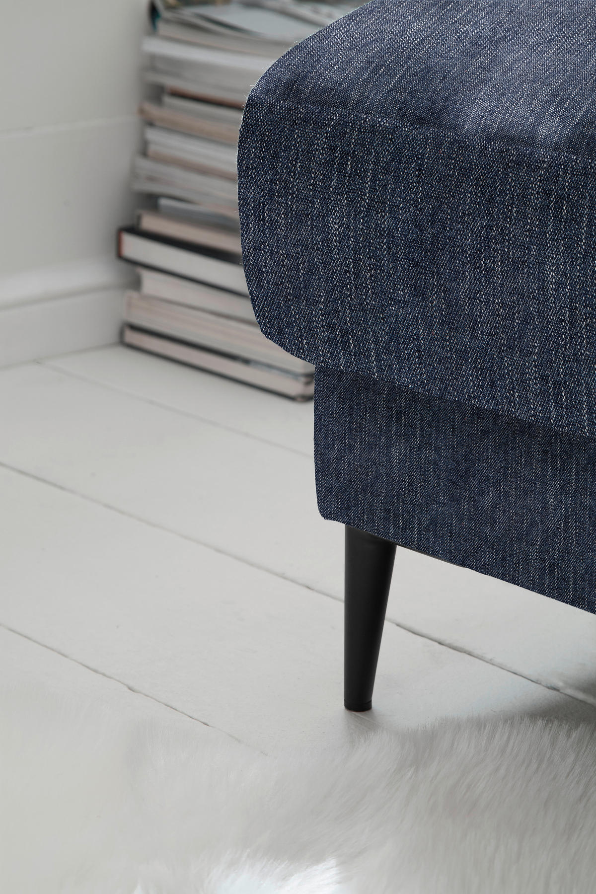 ECKSOFA in Flachgewebe Dunkelblau  - Schwarz/Dunkelblau, Design, Textil/Metall (207/296cm) - Dieter Knoll