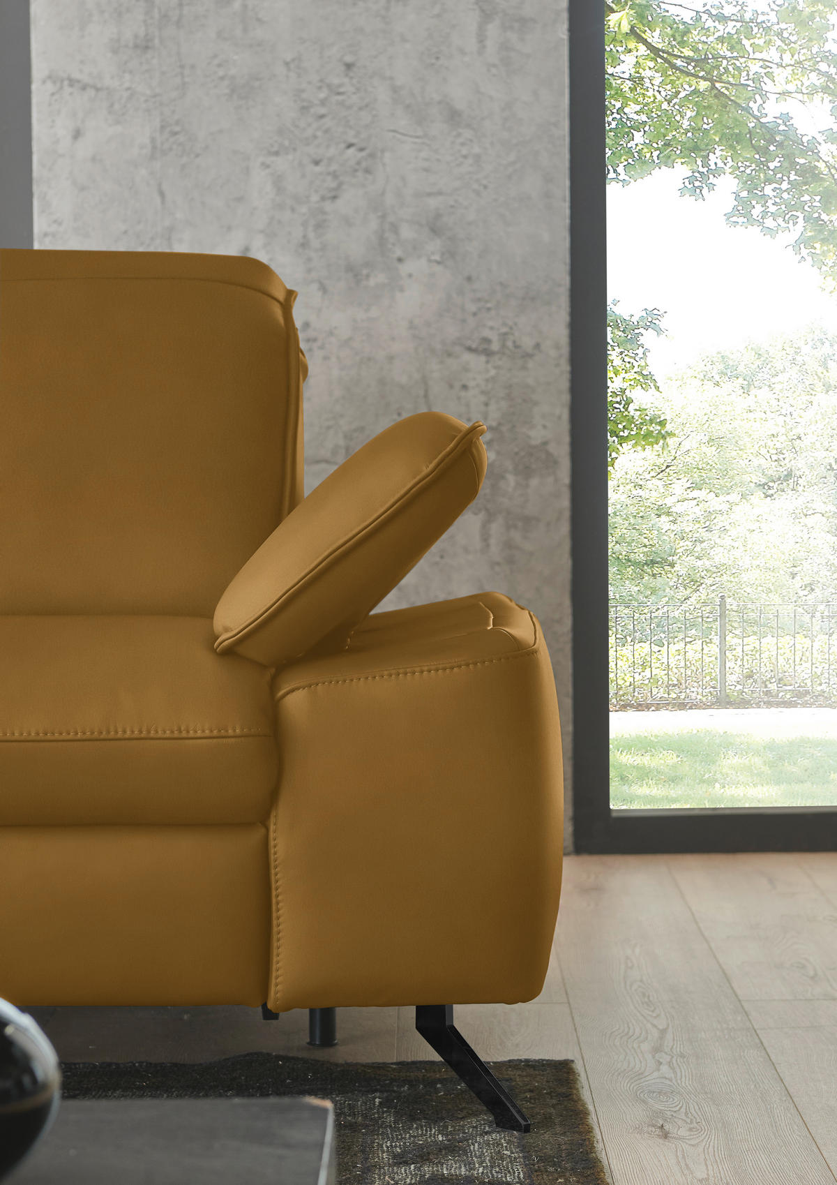 ECKSOFA  Echtleder Currygelb  - Currygelb/Schwarz, Design, Leder/Metall (169/307cm) - Beldomo Premium