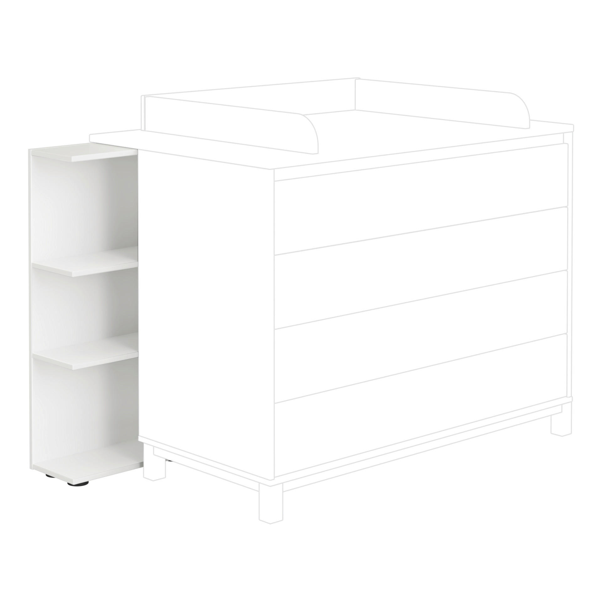 BABYUNTERSTELLREGAL Wickelkommoden-Unterstellregal Weiß  - Weiß, Basics, Holzwerkstoff (45,0/92,4/21,3cm) - Paidi