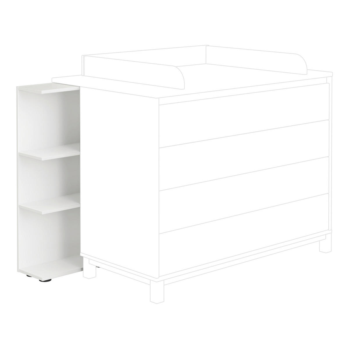 BABYUNTERSTELLREGAL Wickelkommoden-Unterstellregal Weiß  - Weiß, Basics, Holzwerkstoff (45,0/92,4/21,3cm) - Paidi