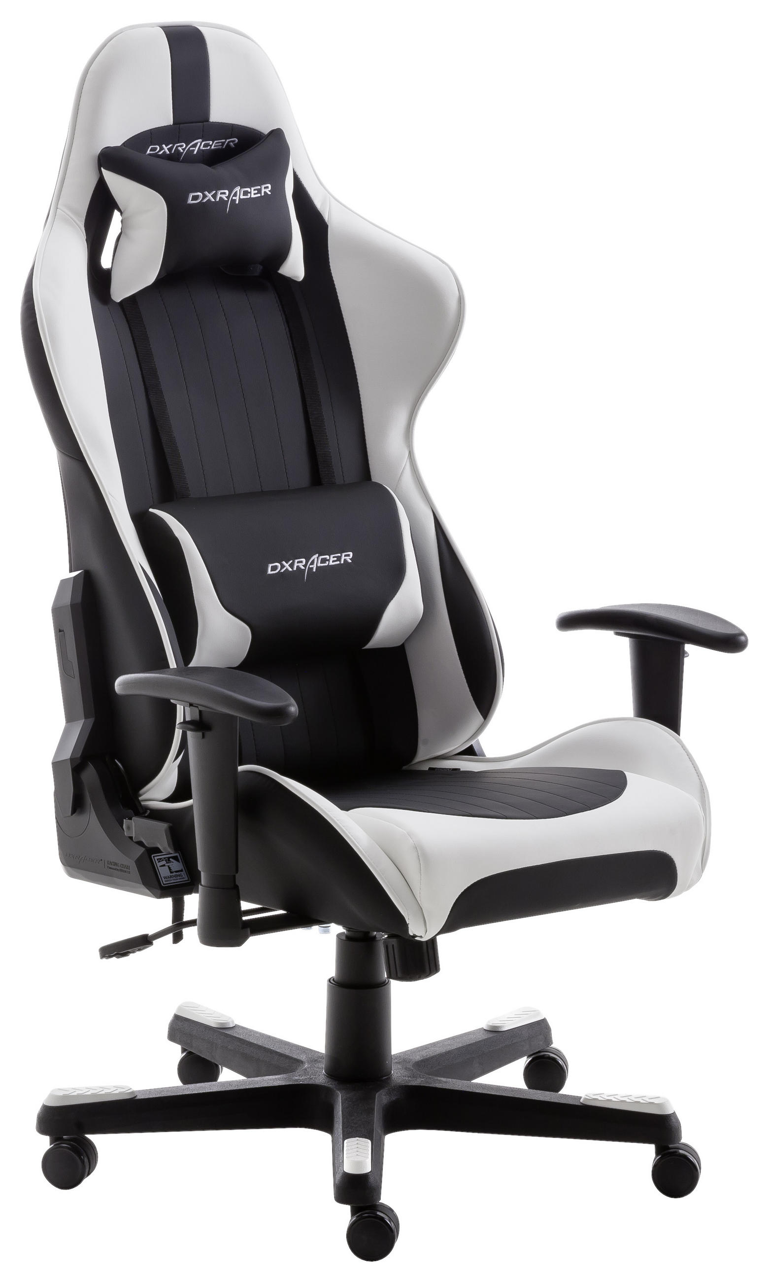 GAMINGSTUHL in Lederlook Schwarz, Weiß - Schwarz/Weiß, Design, Kunststoff/Metall (74/123-132/52cm) - Dxracer