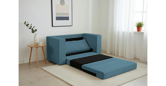JUGEND- UND KINDERSOFA Cord Türkis  - Türkis/Schwarz, KONVENTIONELL, Textil (136/78/72cm) - Xora