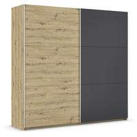 SCHWEBETÜRENSCHRANK 218/210/59 cm 2-türig Dunkelgrau, Eiche Artisan  - Dunkelgrau/Alufarben, Design, Holzwerkstoff/Metall (218/210/59cm) - Rauch Möbel