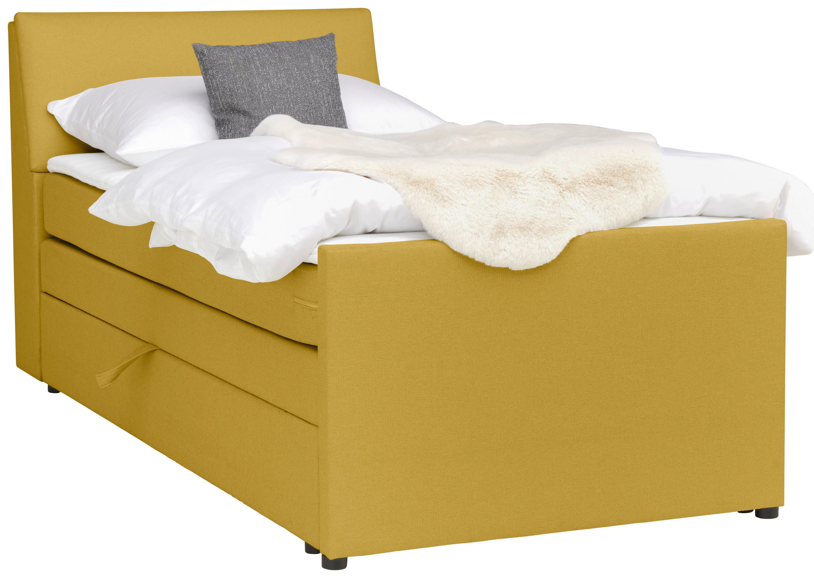 BOXSPRINGBETT 120/200 cm  in Gelb  - Gelb/Schwarz, MODERN, Holz/Textil (120/200cm) - MID.YOU