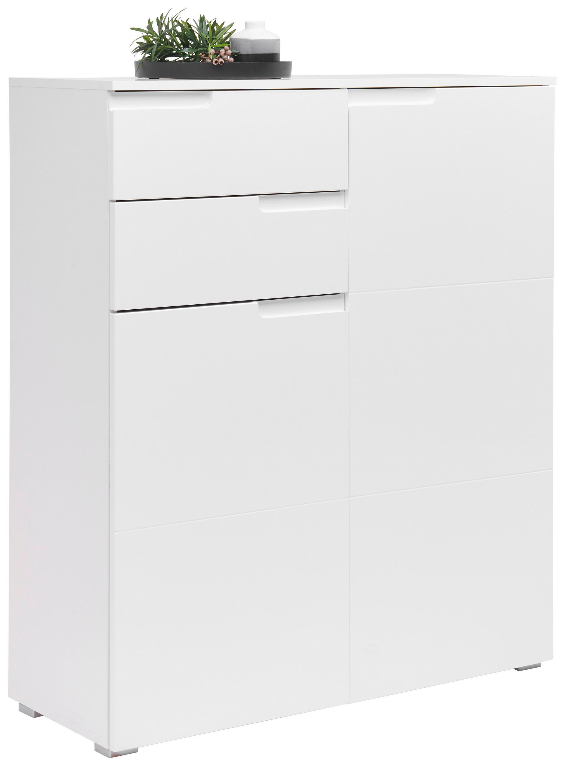 Carryhome Kommode Spice Weiß, Weiß Hochglanz 100x119x40 cm