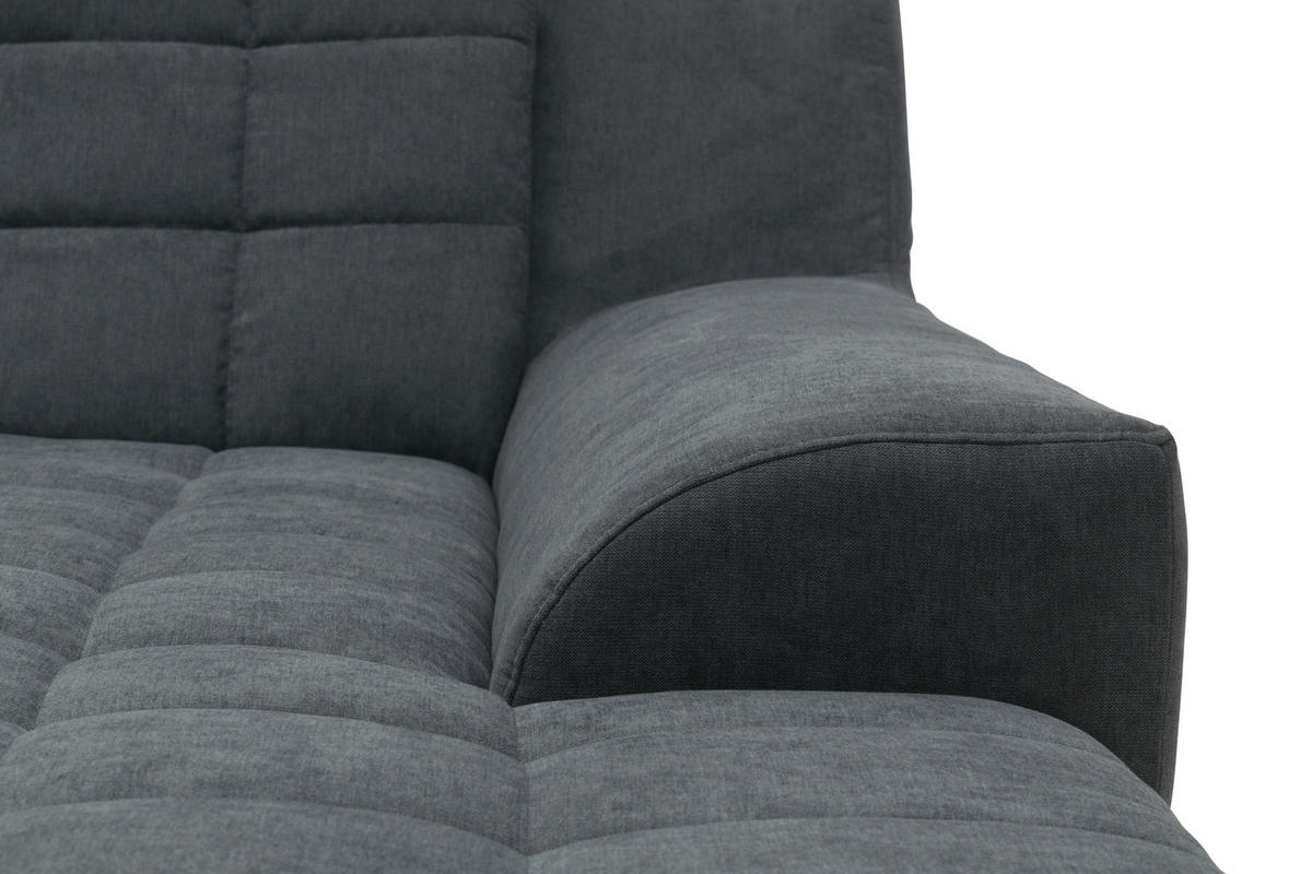 ECKSOFA MORTON Dunkelgrau Mikrofaser  - Chromfarben/Dunkelgrau, MODERN, Textil/Metall (304/200/84cm) - MID.YOU