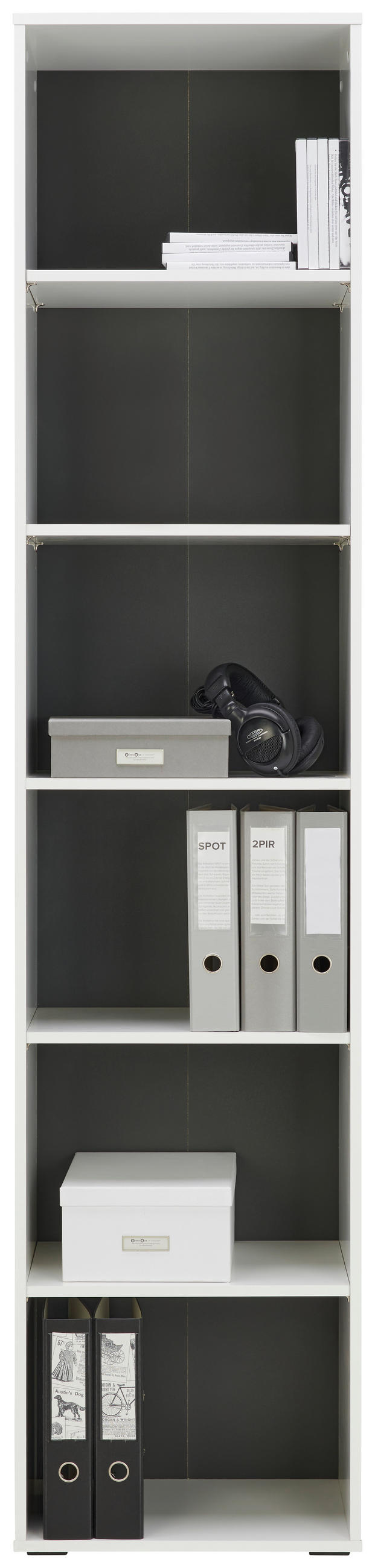 REGÁL, antracitová, biela, 50/222,2/40 cm - biela/antracitová, Basics, kompozitné drevo/plast (50/222,2/40cm) - Hom`in