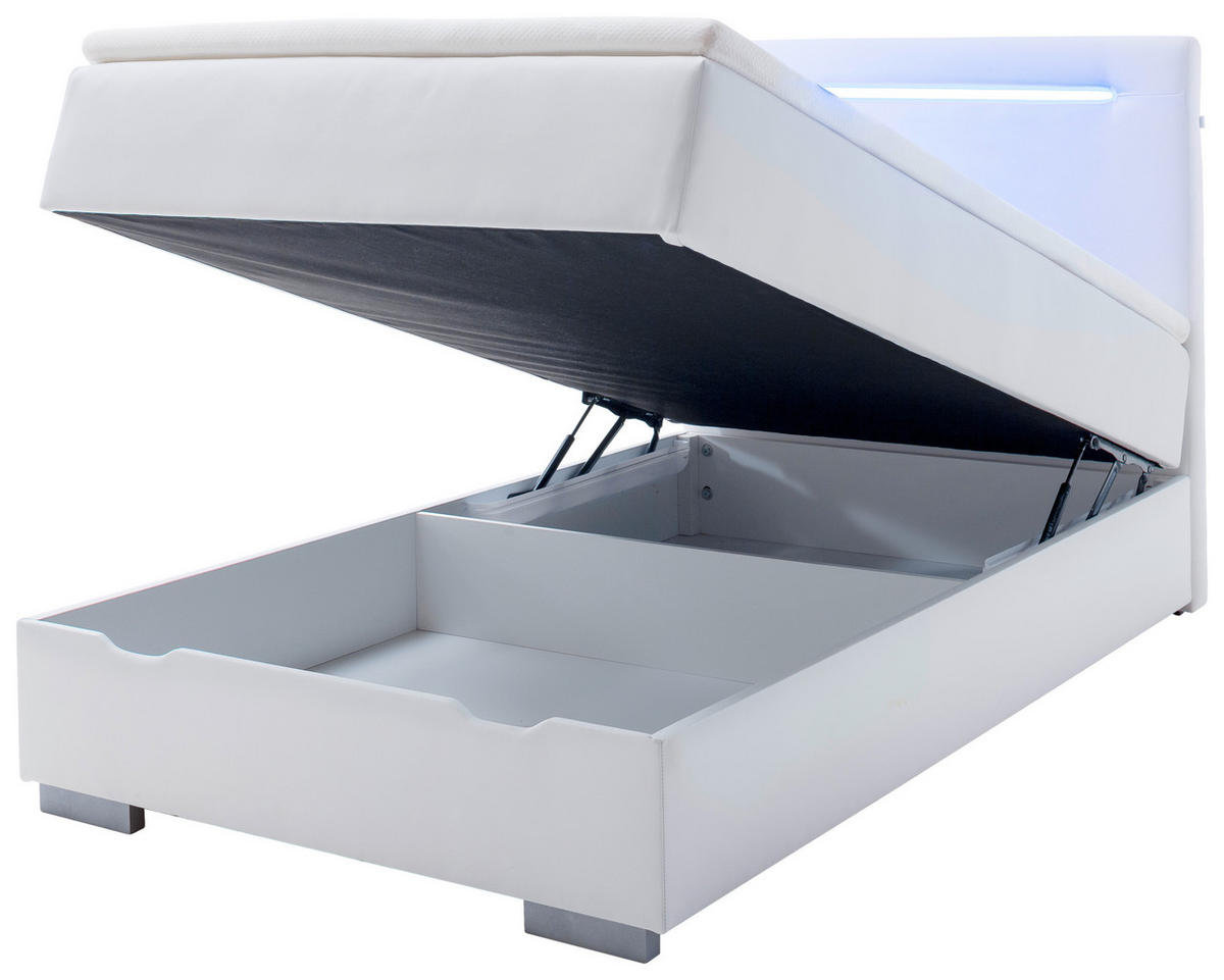 BOXBETT 140/200 cm  in Weiß  - Edelstahlfarben/Weiß, MODERN, Kunststoff/Textil (140/200cm) - Livetastic
