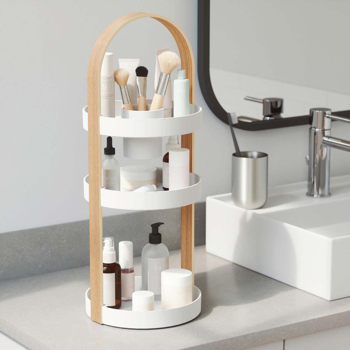 KOSMETIK-ORGANIZER Kunststoff  - Naturfarben/Weiß, Basics, Kunststoff (20/50/20cm) - Umbra