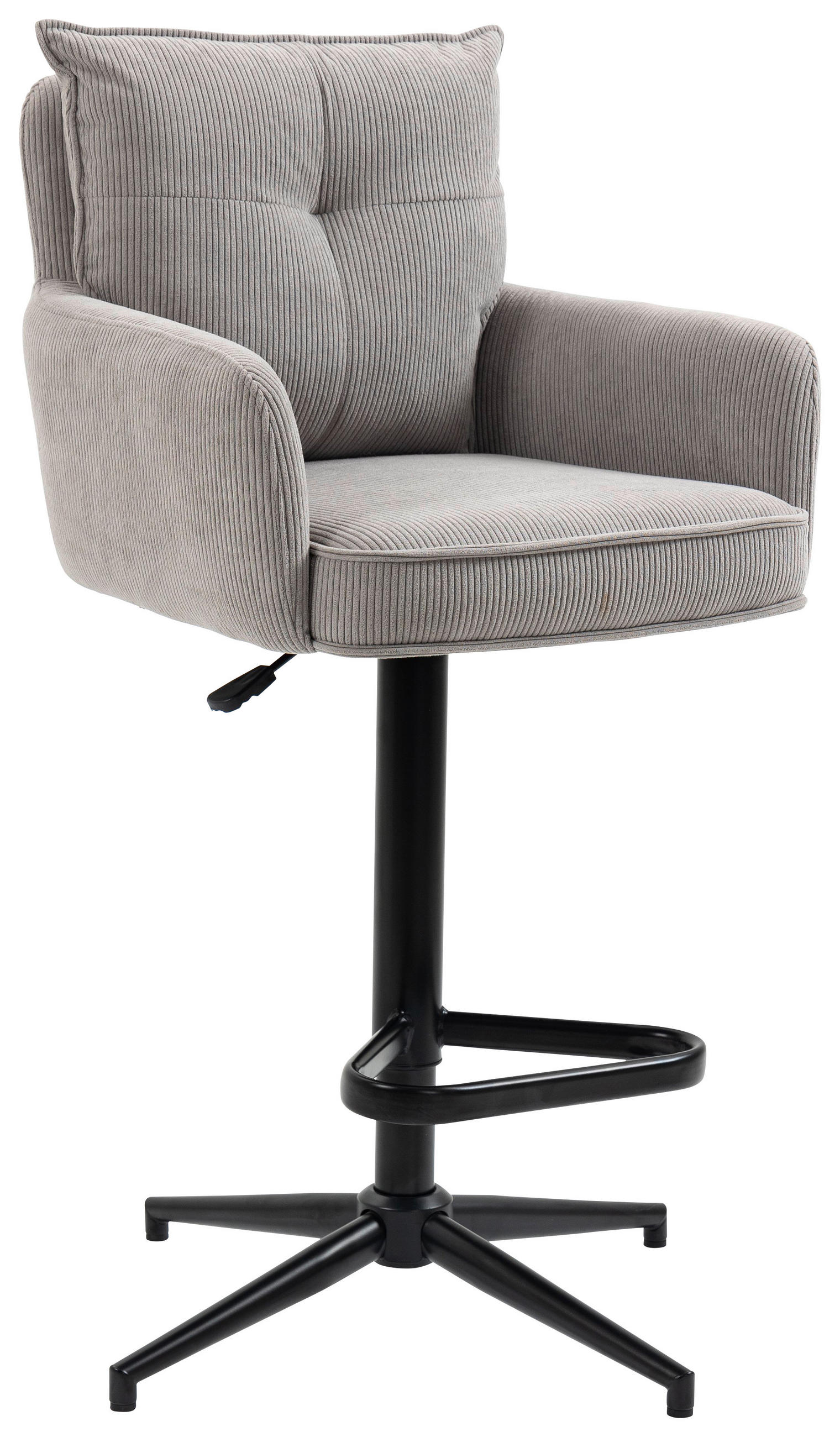 BARHOCKER Cord Taupe Eisen Stoffauswahl, Sitzfläche 360° drehbar, inklusive Armlehnen  - Taupe/Schwarz, Design, Textil/Metall (54/98-120/58cm) - Novel