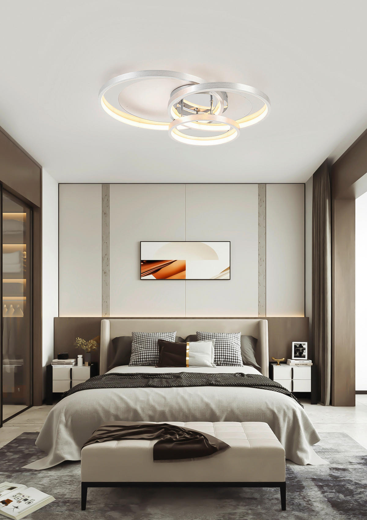 LED-DECKENLEUCHTE 54,2/46,8/11 cm    - Chromfarben/Alufarben, Design, Kunststoff/Metall (54,2/46,8/11cm) - Novel