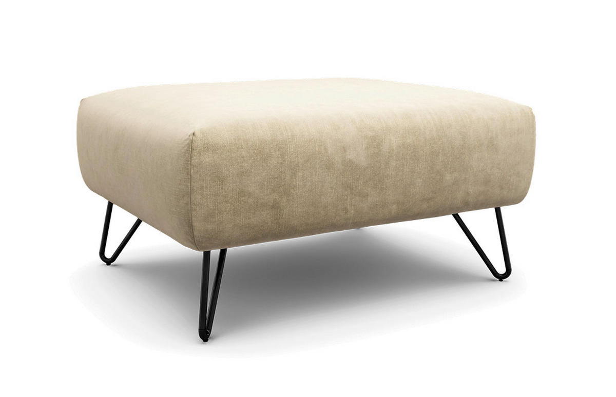 HOCKER Samt Naturfarben  - Schwarz/Naturfarben, Design, Textil/Metall (90/70/46cm) - SENSOO