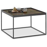 COUCHTISCH Eiche massiv 80/80/49 cm quadratisch Schwarz, Eiche dunkel  - Eiche dunkel/Schwarz, Natur, Holz/Metall (80/80/49cm) - SetOne by Musterring