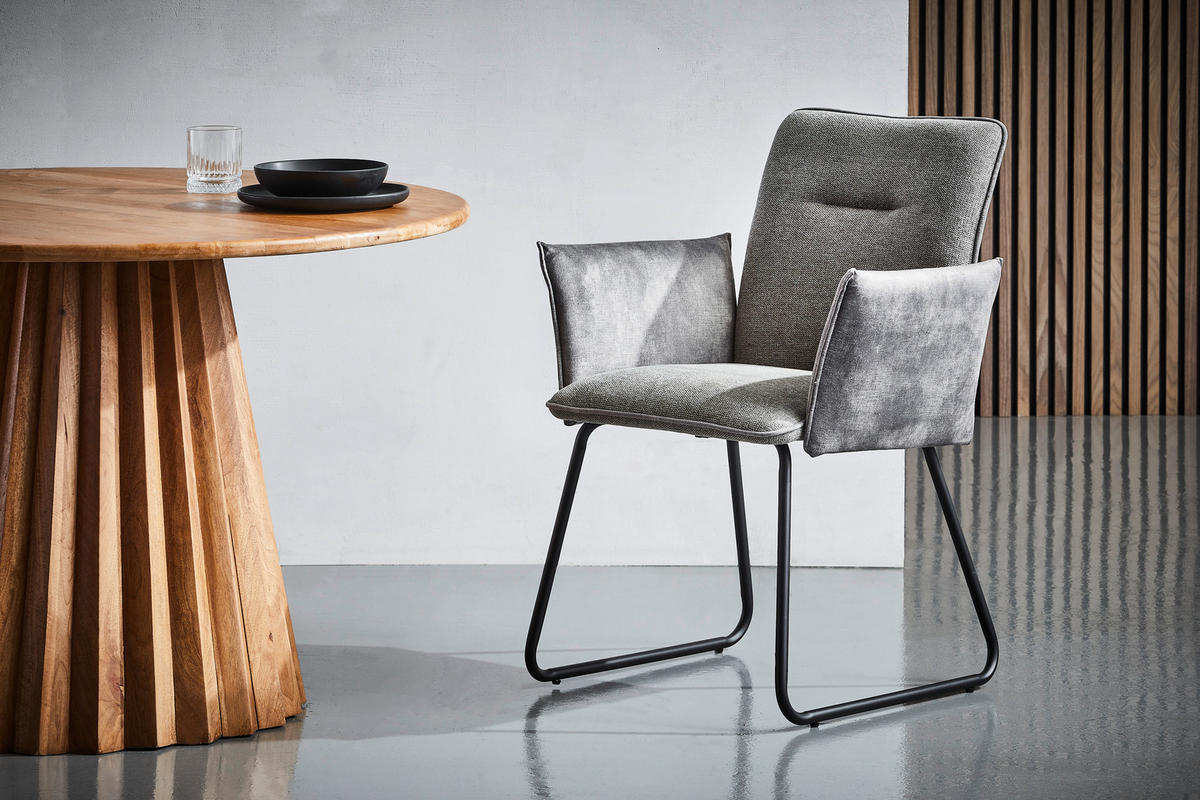 ARMLEHNSTUHL  in Eisen Struktur  - Schwarz/Grau, MODERN, Holz/Textil (64/87,5/63cm) - Livetastic