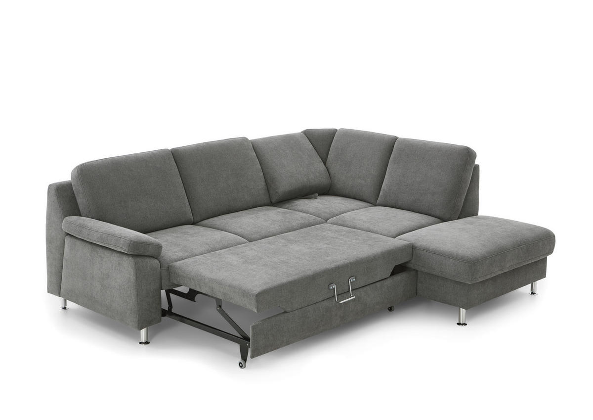 ECKSOFA in Webstoff Dunkelgrau  - Dunkelgrau/Alufarben, Konventionell, Textil/Metall (241/200cm) - Beldomo System