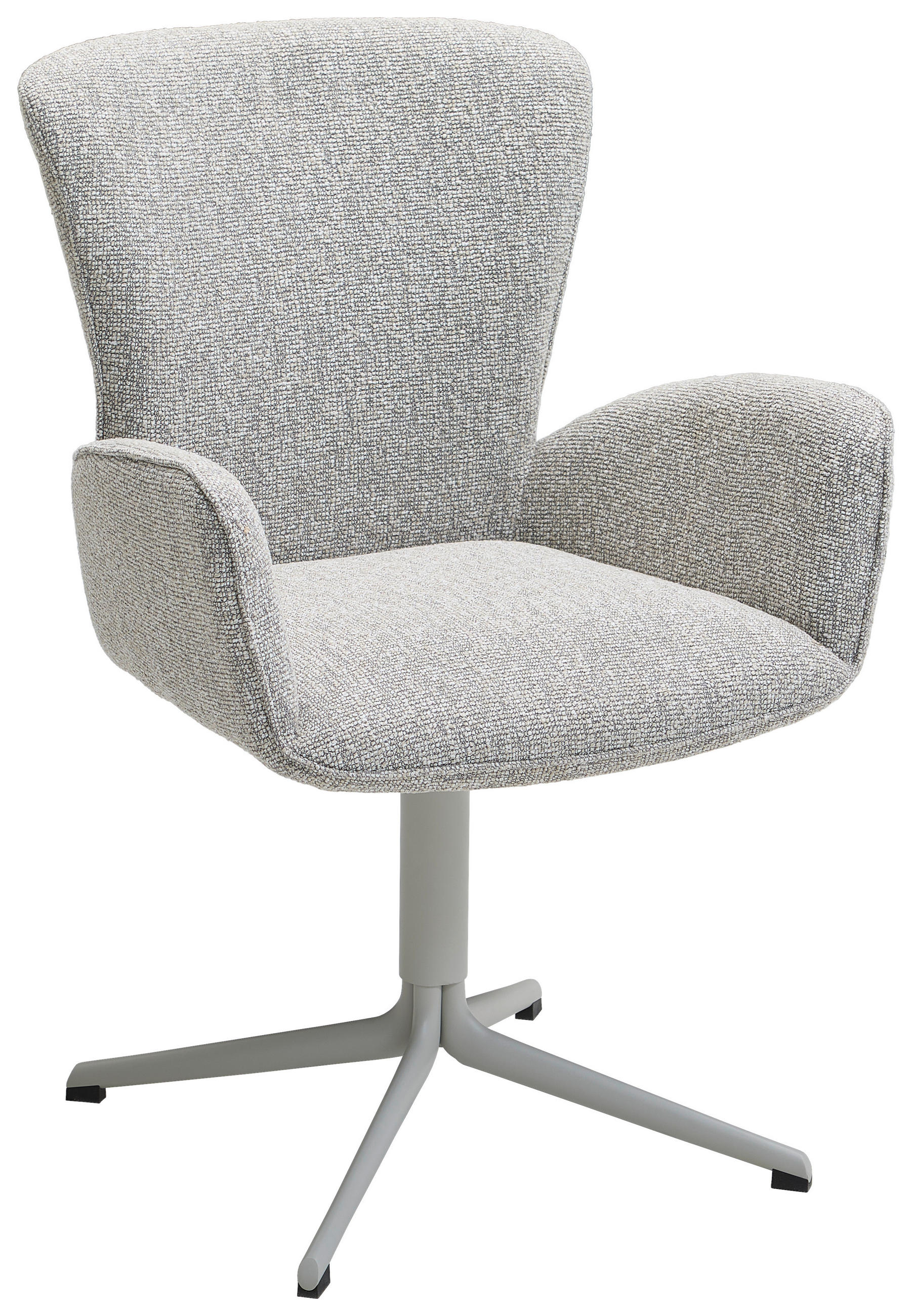 ARMLEHNSTUHL  in Eisen Jacquard, Flachgewebe  - Greige/Grau, Design, Textil/Metall (63/92/63cm) - Valdera