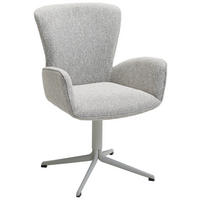 ARMLEHNSTUHL Eisen Jacquard, Flachgewebe  - Greige/Grau, Design, Textil/Metall (63/92/63cm) - Valdera