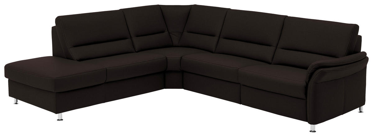 ECKSOFA in Echtleder Dunkelbraun  - Dunkelbraun/Beige, Design, Leder/Metall (249/288cm) - Beldomo Premium