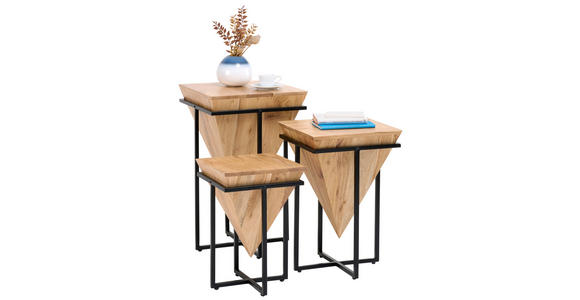 BEISTELLTISCH in Holz, Metall 36/36/56 cm  - Schwarz/Akaziefarben, Trend, Holz/Metall (36/36/56cm) - Ambia Home