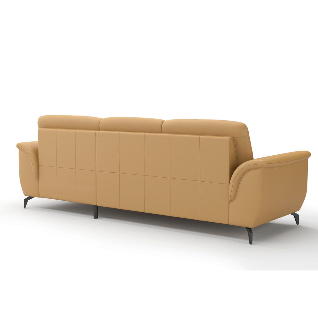 Thumbnail - Sit & More Ecksofa Zora E, Currygelb, Leder, Echtleder, Nappaleder, 4,5-Sitzer, Ottomane rechts, L-Form, 262x164 cm, DGM...