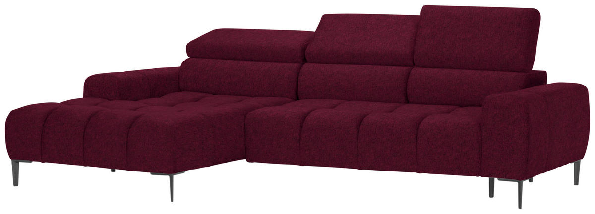 ECKSOFA in Samt, Webstoff Bordeaux  - Bordeaux/Schwarz, Design, Textil/Metall (177/270cm) - Welnova