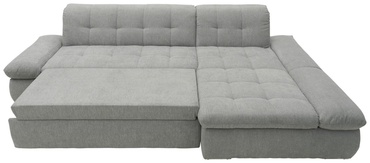 ECKSOFA Grau Mikrofaser  - Chromfarben/Grau, KONVENTIONELL, Textil/Metall (300/172cm) - MID.YOU