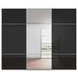 SCHWEBETÜRENSCHRANK 301/223/68 cm 3-türig Schwarz, Weiß  - Alufarben/Schwarz, KONVENTIONELL, Glas/Holzwerkstoff (301/223/68cm) - Novel