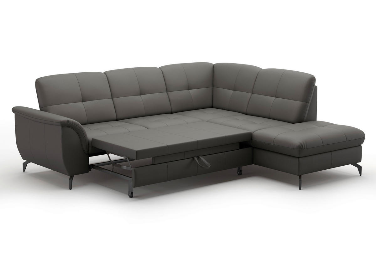 ECKSOFA ZORA E Anthrazit Echtleder  - Anthrazit/Schwarz, MODERN, Leder/Metall (244/212cm) - Sit & More